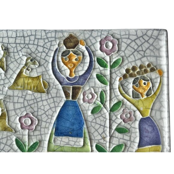 Signed Hand painted Ceramic Wall Tiles Set Of 2 By Creationi Luciano Italy - Picture 2 of 10